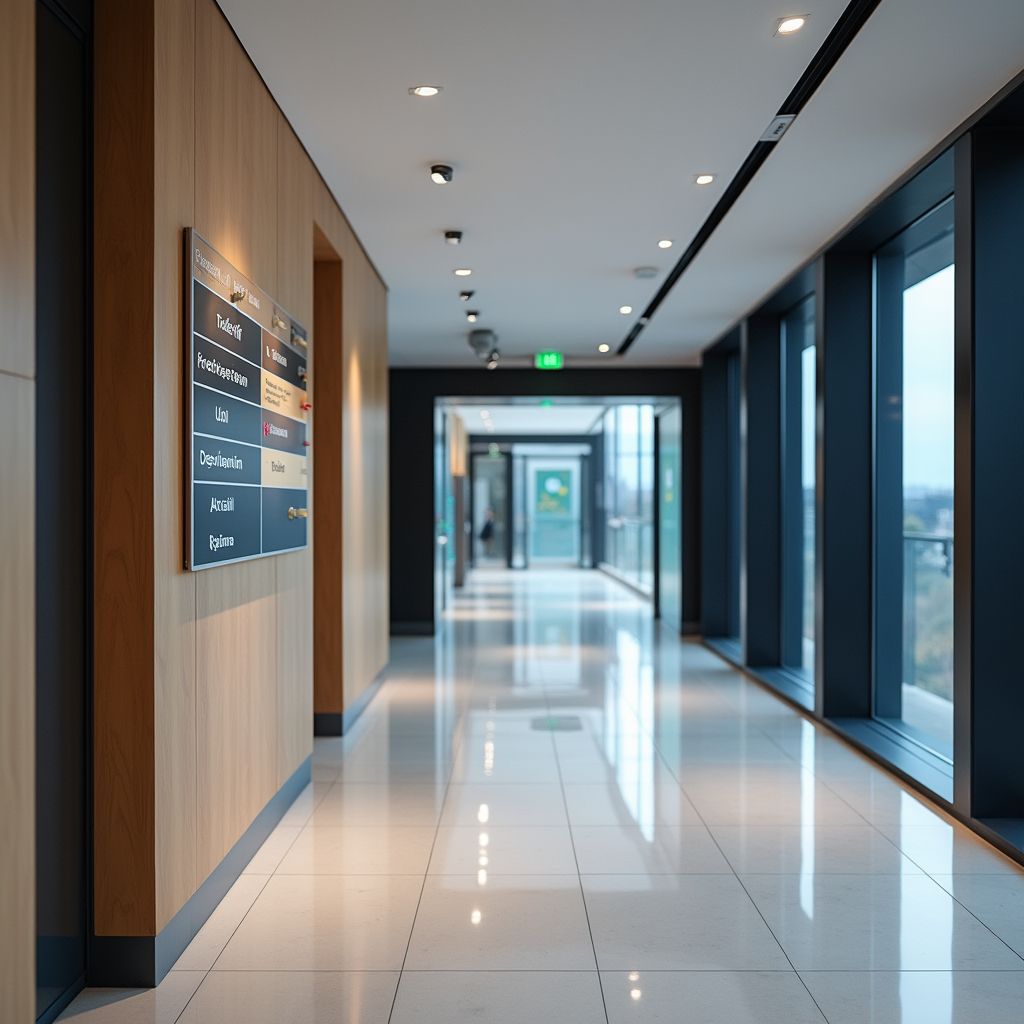 rotulacion interior oficinas señaletica directorios Placa de señalización para identificar un despacho